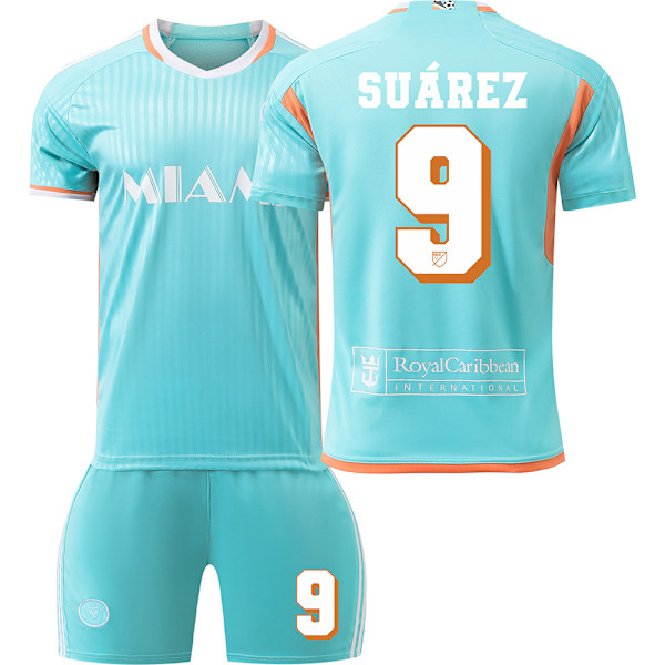 2024-2025 Miami 2:a Bortaställ Grön Fotbollströja Nr 10 Messi Major League Barn Vuxen Träningsdräkt Set{HONGDE} No. 10 socks + protective gear #twenty four