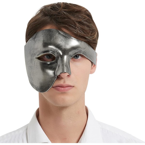 Dekorativ halvansiktsmask Plast ?gonmask Halloween ansiktsmask Silver