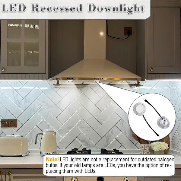 2-pack 1,5W Spiskåpa Ljuslampor, 12VDC Spiskåpa Ljuslampor, Köksbelysning Ersättning 20W Halogenlampor
