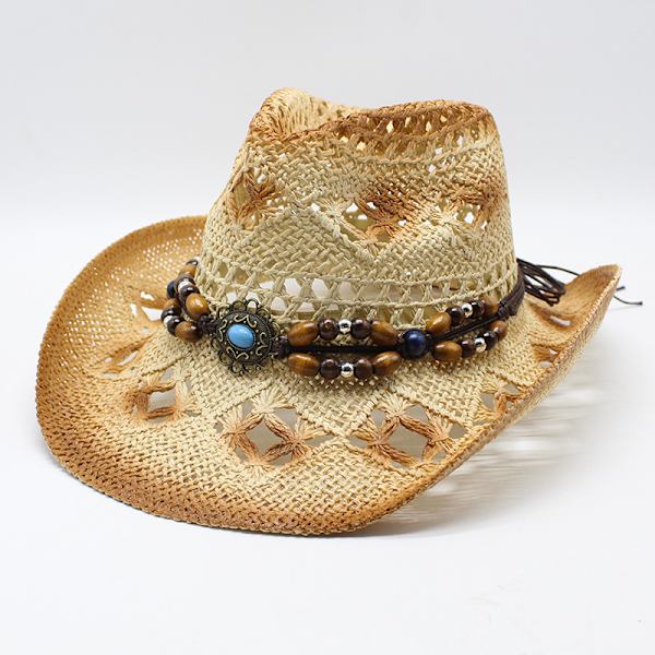 Hul cowboyhat mænd strandhat western cowboy Beige