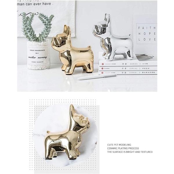Mote Bulldog forgylt håndverksstatue kreativ gave (sølv)