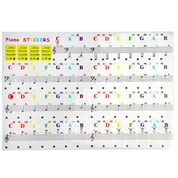Piano-klistremerker for barn Fargerikt gjennomsiktig klaviatur
