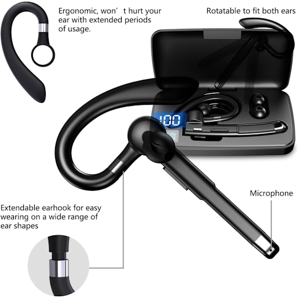 Langattomat kuulokkeet matkapuhelimeen, Bluetooth 5.1 -kuulokkeet langattomat kuulokkeet latauskotelolla, mikrofoni