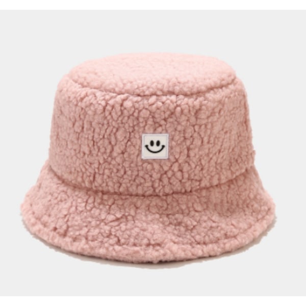 Vinter plysj bøttehatter Vintage Smile Cloche Hats Varm, Rosa