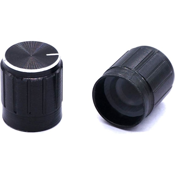 10 stk. Sort Metal 6mm Riflet Aksel Indsats Dia. Potentiometer Kontrolknapper Drejeknap 15mm Dia. x 16mm Højde