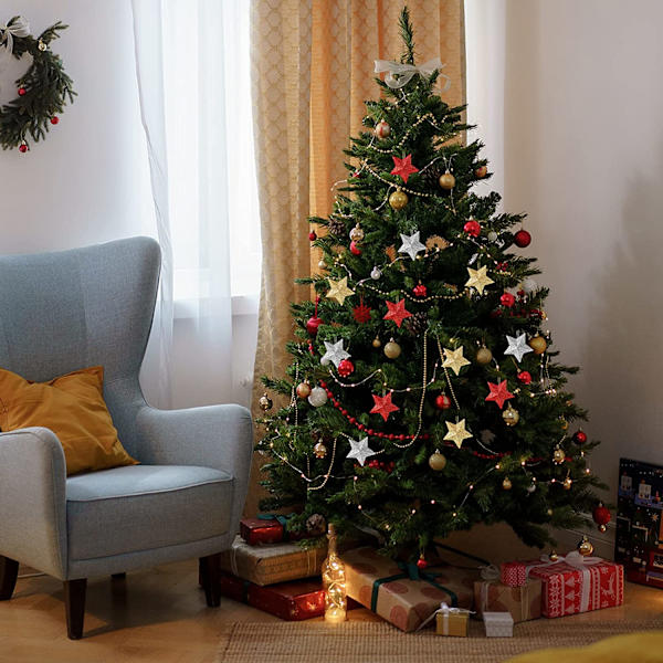 Julepynt, 24 stk 3D glitterstjernedekorasjoner