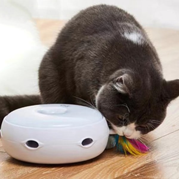 Kattfjäder skivspelare interaktiv smart elektrisk katt skivspelare leksak med ljus och ljud för katt kattunge