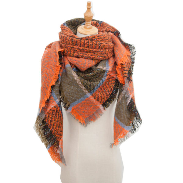 Women's Winter Scarf Triangle Knitted Scarf Casual Women's Plaid  Shawl and Wrap Women's