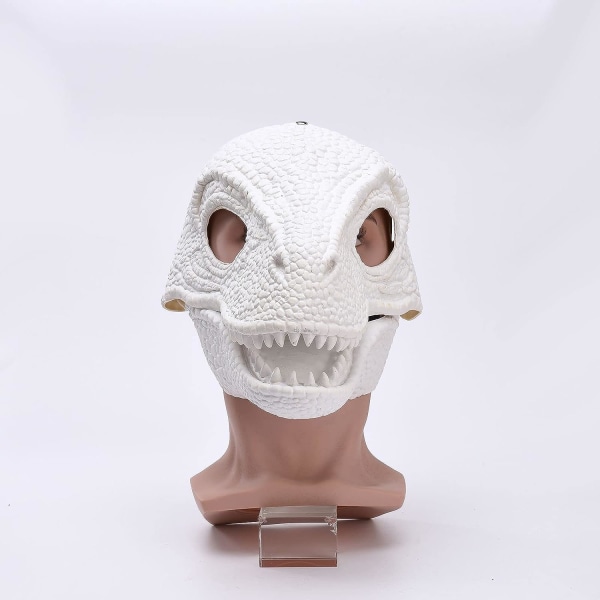 BestAlice Dino Mask med rörlig käke, dinosauriemask Huvudbonader, Jurassic rörlig dinosauriehuvud leksaker Velociraptor Mask Halloween White 23 x 15 x 13 cm/9 x 5 x 6 inch