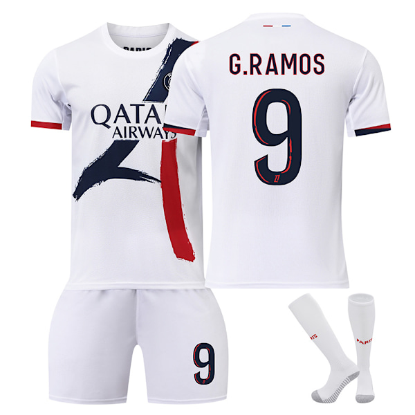 2024-2025 Paris tröja nr 7 Mbappe nr 19 Li Gangren nr 10 Dembele nr 9 Ramos fotbollsuniform set för barn {HONGDE} Size 10 socks Size L