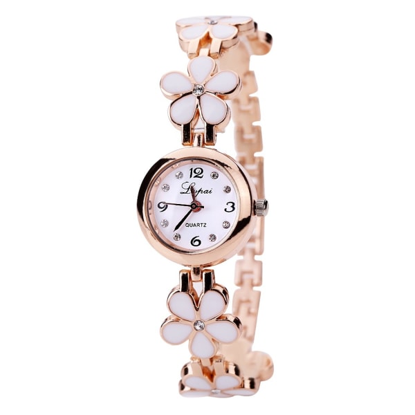 Student Ladies Watch Flower Bracelet Alloy, Hvit