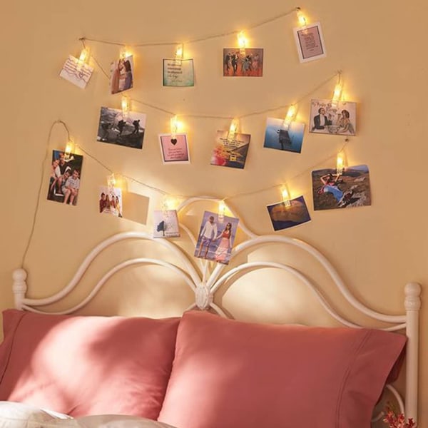 10Feet 20 LED Photo Clip String Lights Battery Powered-Warm