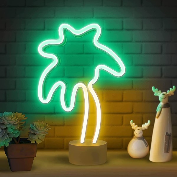 LED-neonskyltar med kokosnötsträd, LED-skyltar med bas, nattlampor