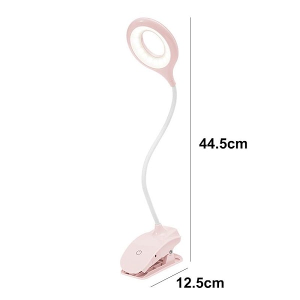 LED skrivebordslampe, øyevennlig klemmelampe, klemmelamper, leselamper, rosa