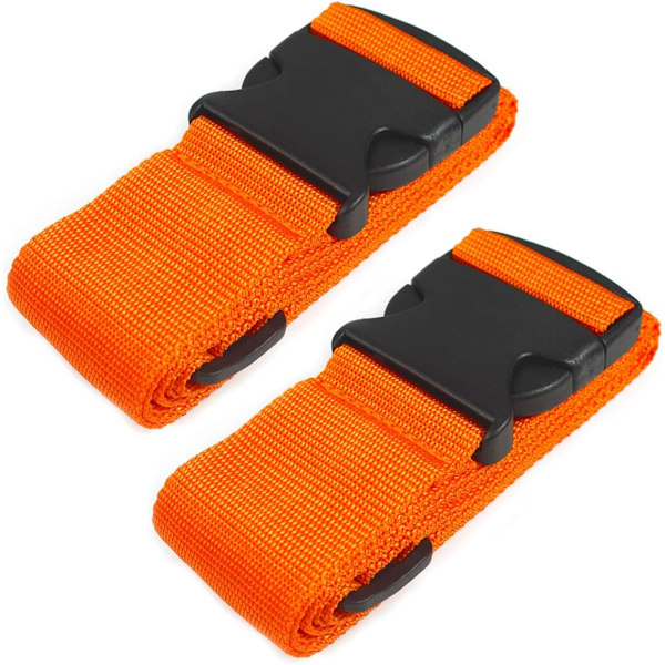 Kraftige bagagestropper til kufferter, pakkebælter, rejsetilbehør, justerbar taskestrop 2-pak Orange
