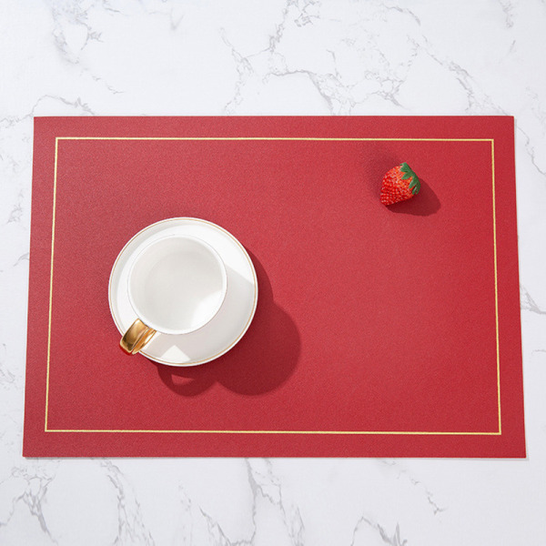 Tvättbar bordstablett set om 2, bordstablett i läder, dubbelsidig bordstablett i färg, vändbar tvättbar bordstablett
