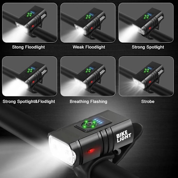 Sykkel USB-lamper sterkt lys natt sykling frontlykt tilbehør