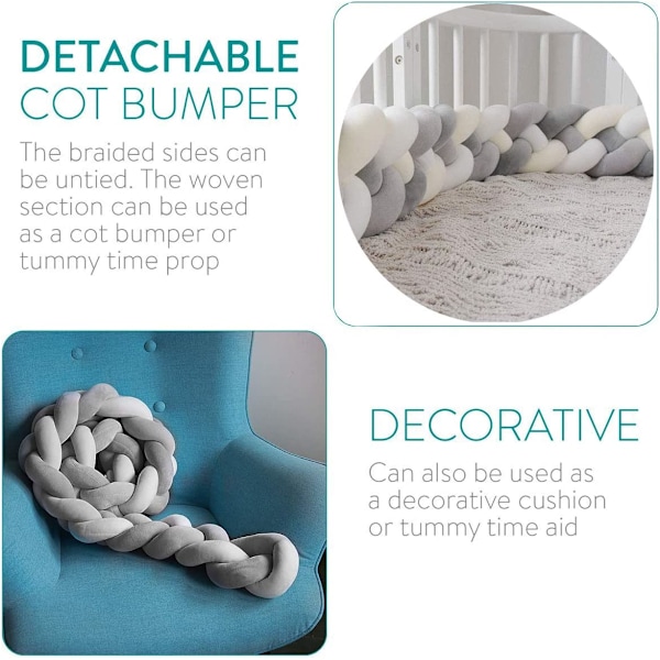 Cot Bumper 4 Weave Baby Cushion Snake Braided Bumper Velvet #1