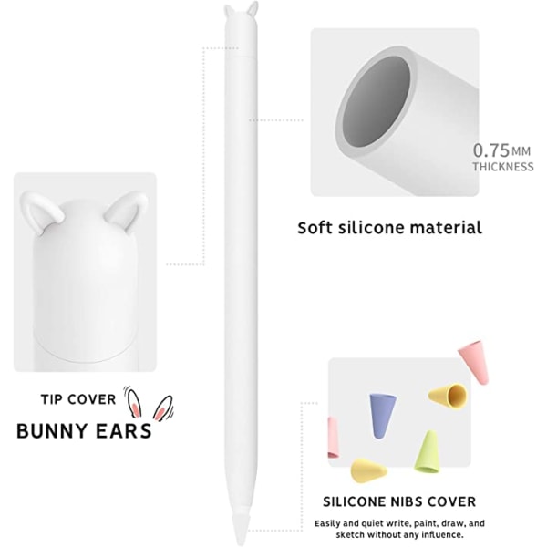 Silicone Leather Case, Nib Cover Accessories, 2pcs, White