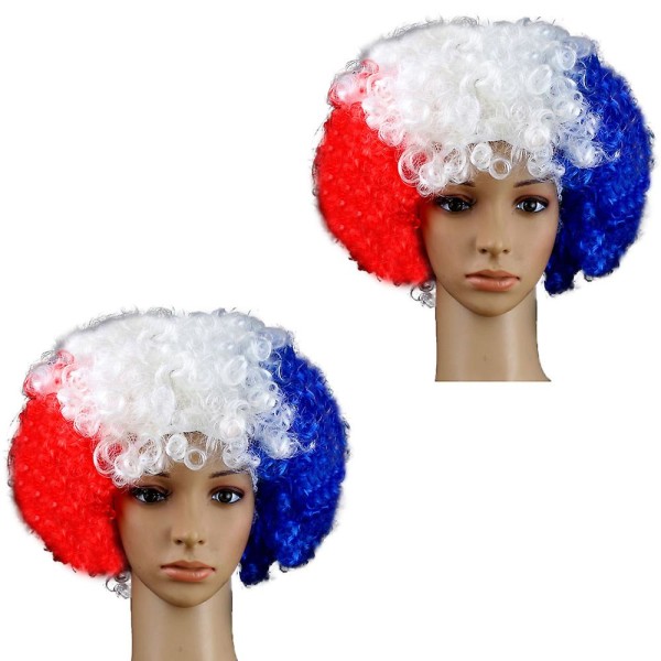 2 stk. National Flag Short Curly Wig World Cup Short Curly Flag