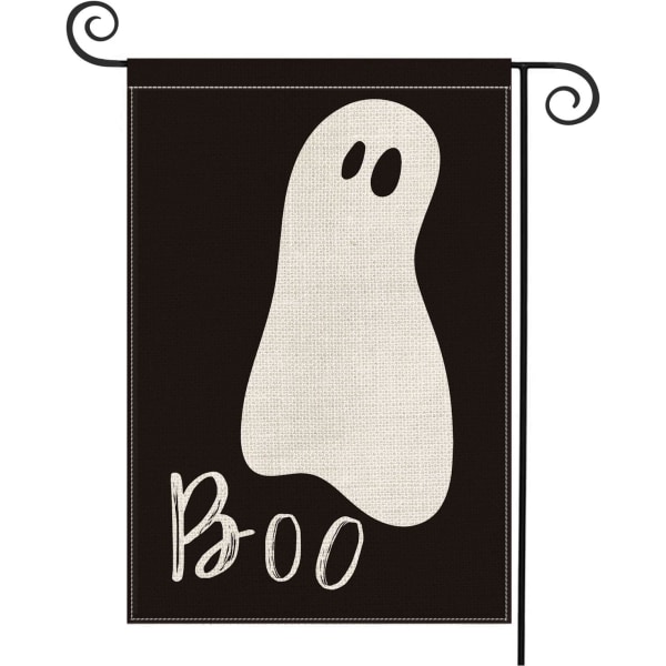 Halloween Boo Trädgårdsflagga Vertikal Dubbelstorlek Spöke Spöklik, SLHOliday Yard utomhSLUSdekoration 12,5 x 18 tum
