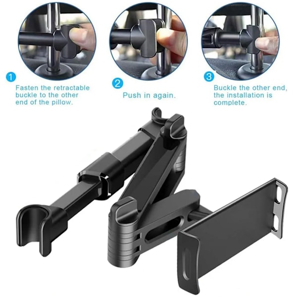 Sammenleggbar bil nakkestøtte telefon/iPad holder 360° roterbar [HONGDE]