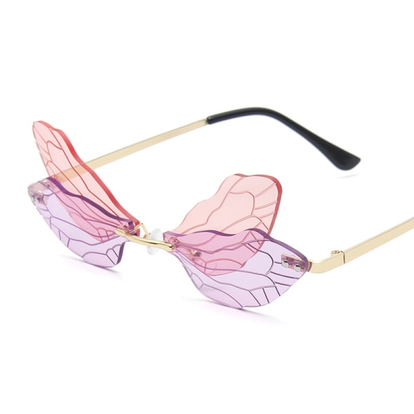 Dragonfly Rimless Solbriller Fe Vinget Formet Rammeløs （5#）