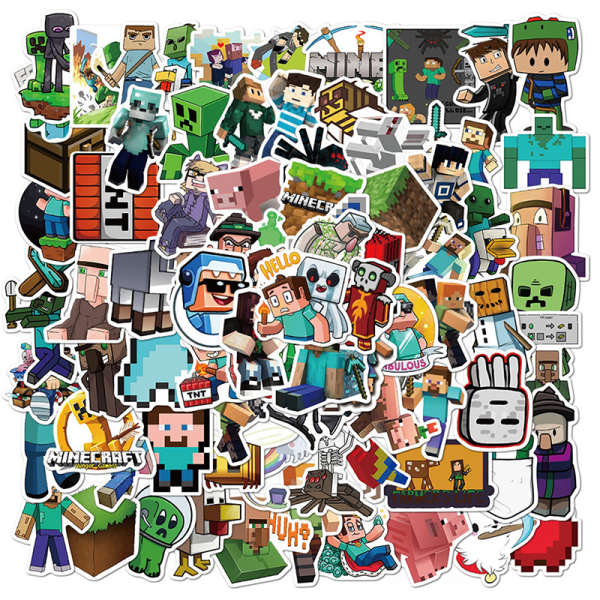 100 st Minecrafts Game Stickers Collection Vattent?t klisterm?rke 100 stk.