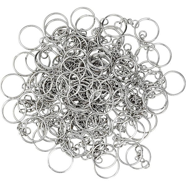 100 stk. Nøgleringsringe, 25 mm nøglering med kæde sølv nøglering med ringe gave