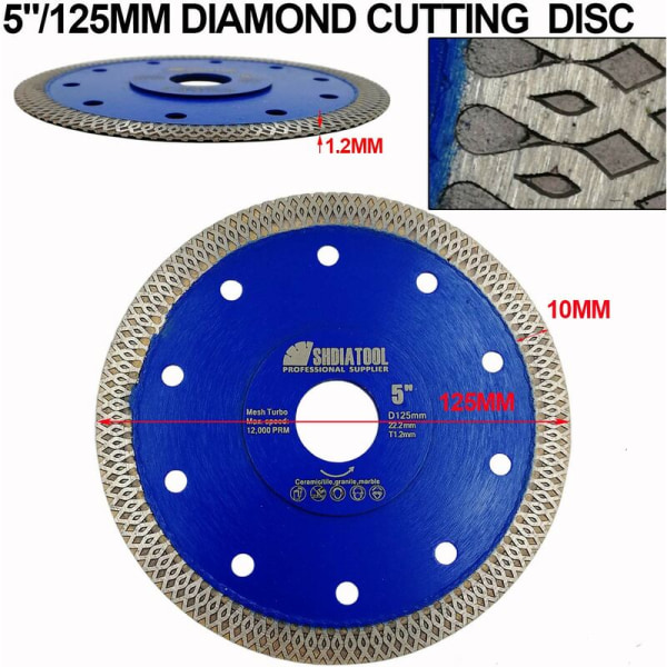 Marmorisaha terä timantti posliinilaatta keraaminen 125mm