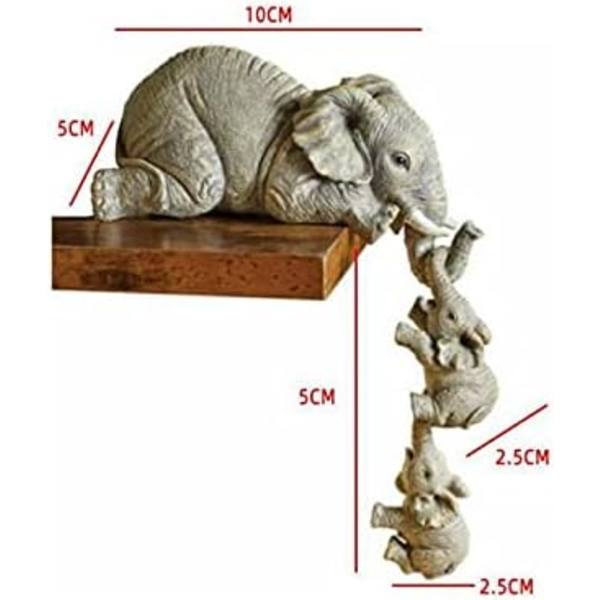 Elefant statue figur 3 stykker kulturfigur dekorationssæt til hjemmekontor