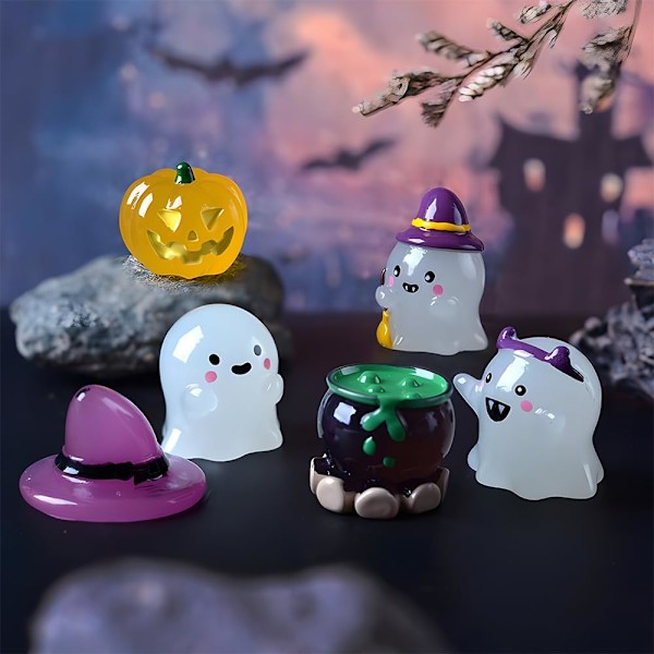 6 stk. Mini Halloween-harpiksornament, Mini-spøgelsesfigur