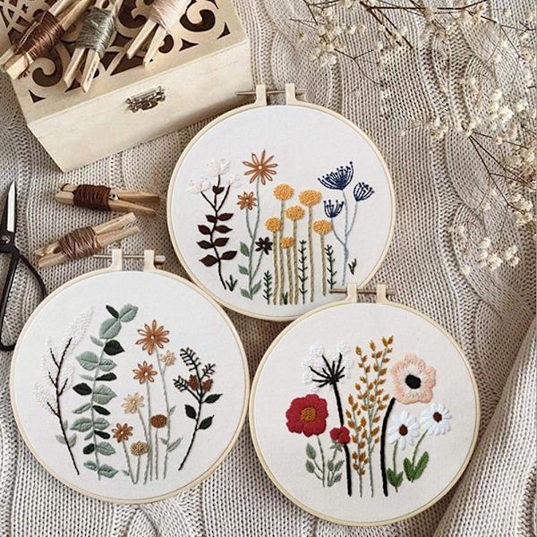 DIY Blomstermønster Broderikit Sirkel Broderi Kryss S301