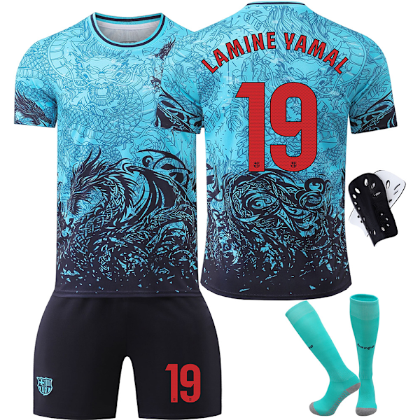 2025-2026 Barcelona specialutgåva Nr. 9 Lewandowski 8 Pedri 6 Gavi 10 Messi 19 Yamal tröjset blå{HONGDE} No. 8 Pedri with socks Size S