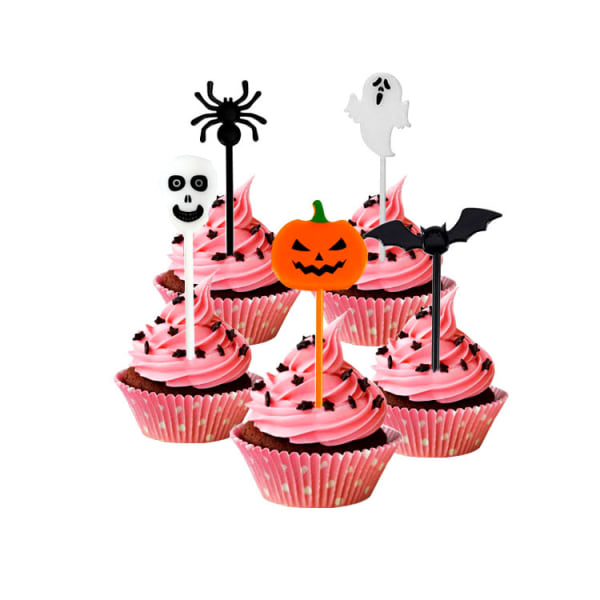 Plast Halloween-plockar Halloween Cupcake Topper-plockar (50)