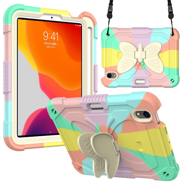 2-lags tablet-etui med sommerfuglestand til iPad 9. 10,2