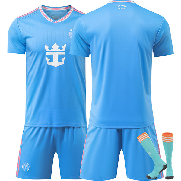 2526 Miami II Vieraspelipaita Nro 10 Messi Lasten jalkapalloharjoitteluasu Sininen pelipaitasetti Sukat{HONGDE} No. 10 socks + protective gear #28