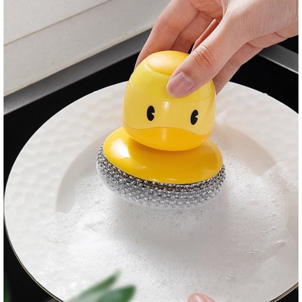Søt Duck oppvaskbørste, Duck Pot Brush-Yellow