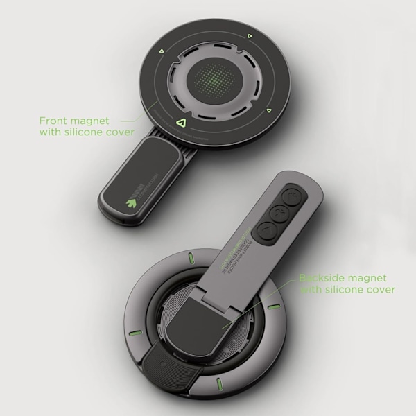 Dobbel Magnetisk Mobiltelefonholder med 360 Roterende Mobiltelefonfeste, Passer for iPhone 16/15/14/13/12 Serien (Svart) [HONGDE]