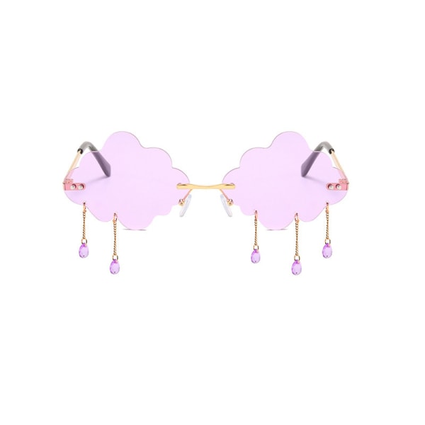 Cloud båglösa solglasögon Moln regndroppsformade disco lila