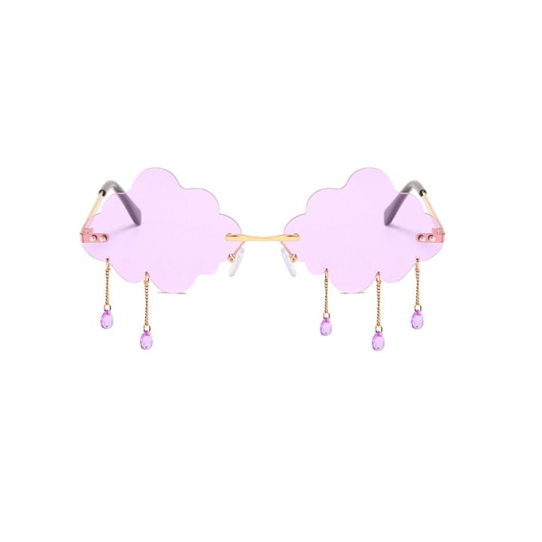 Cloud Rimless Solbriller Cloud Rain Drop Shaped Disco Purple