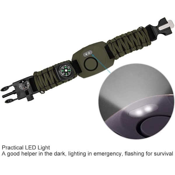 130db Armbånd for sikkerhet og overlevelse med nødsirene 28x4cm