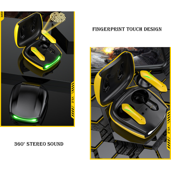 Trådløs Binaural TWS Gaming Bluetooth Headset-Lav Latenstid sortB