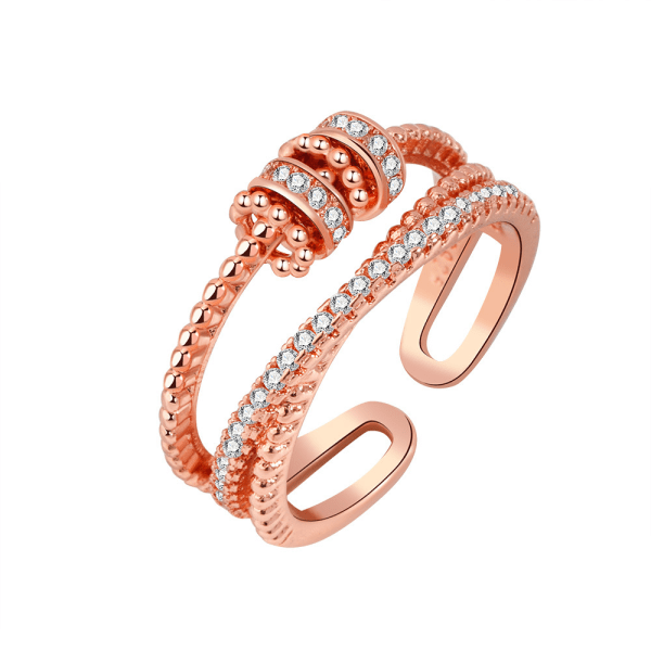 Dame Ring Spinner Cube Relief Angst Stress Angst, Rose Gold