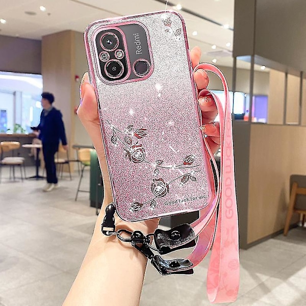 Pölytiivis Glitter- ja Strassikiviliukuvärjätty TPU-suojakuori Xiaomi Redmi 12C 4G/11A 4G/Poco C55 4G -puhelimille