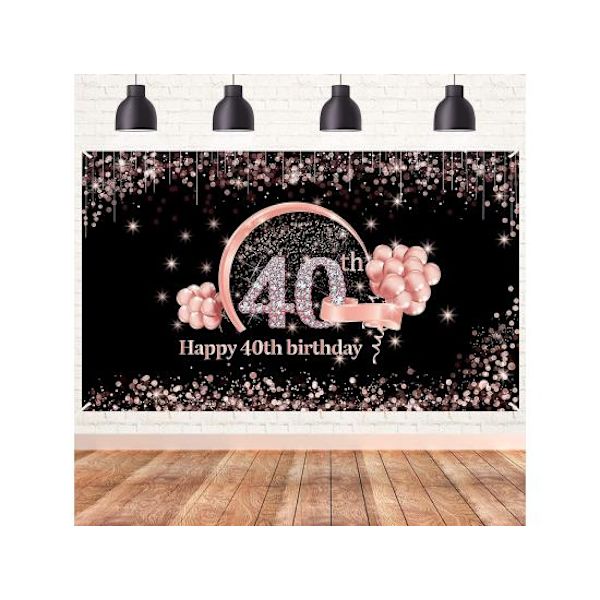 Dekorationer för 40-årsfest, roséguld 40-årsdagsbann