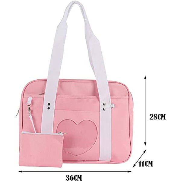 Väska Skolväska Stor Axelväska Handväska Flickor Duffel Handväska-Rosa