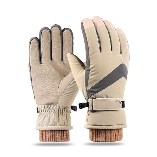 Talvihiihto lumikäsineet, lämpimät kädet, oikea kuvio, Khaki