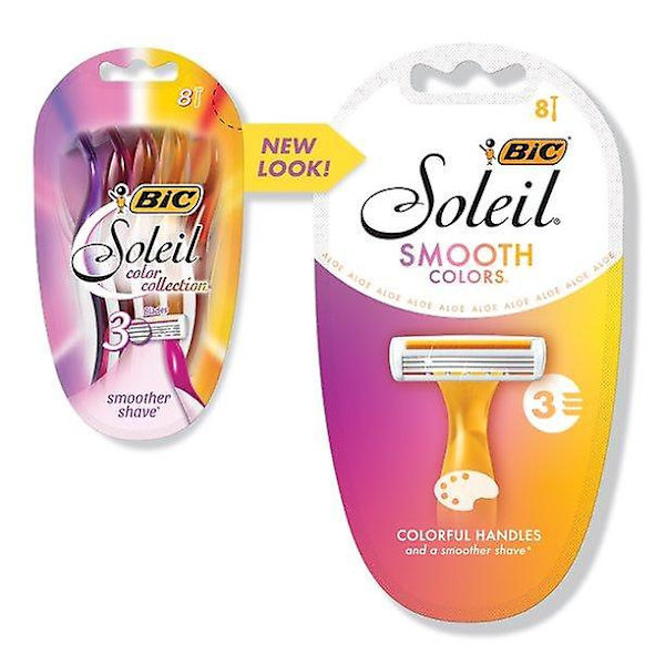 Bic Soleil Color Collection -kertakäyttöiset naistenpartahöylät, 3-teräinen partahöylä, 8 kpl, voiteluliuska, sileä ajelu