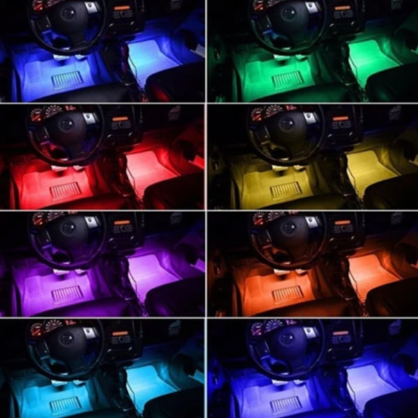 4x 12LED RGB atmosfæriske fotbrønnlysstenger